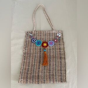 NWOT - New Handcrafted Multicolor Jute Woven Bag
